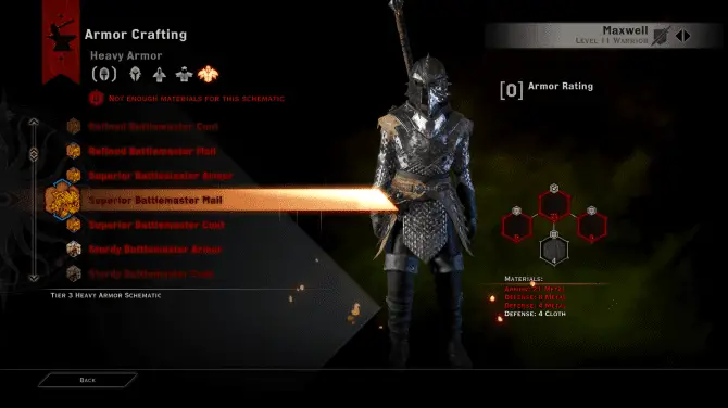 Dragon Age Inquisition Crafting Armor With Upgrade Slots